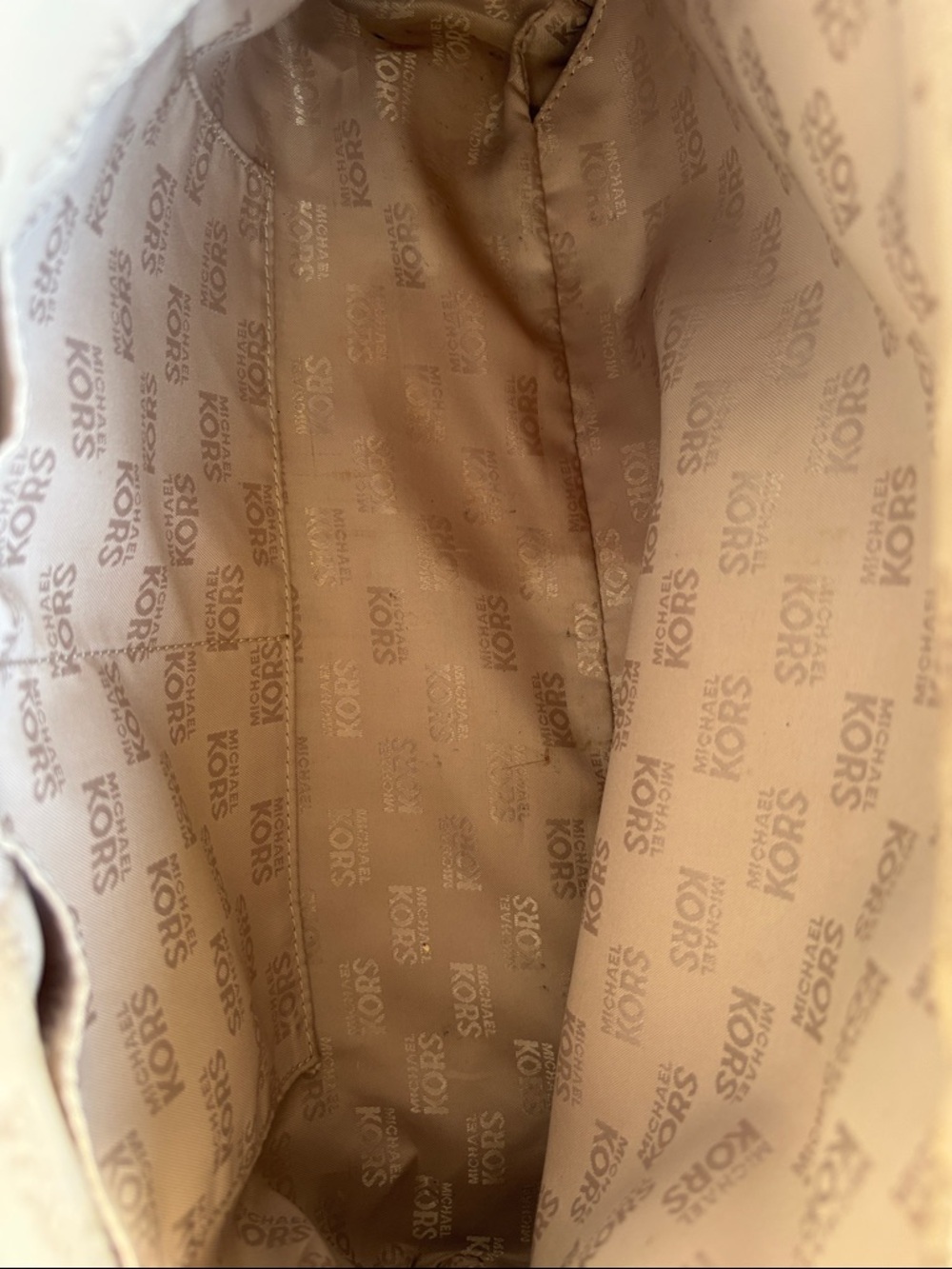 Michael Kors Beige Logo Tote with Brown Leather Handles - Picture 14 of 16